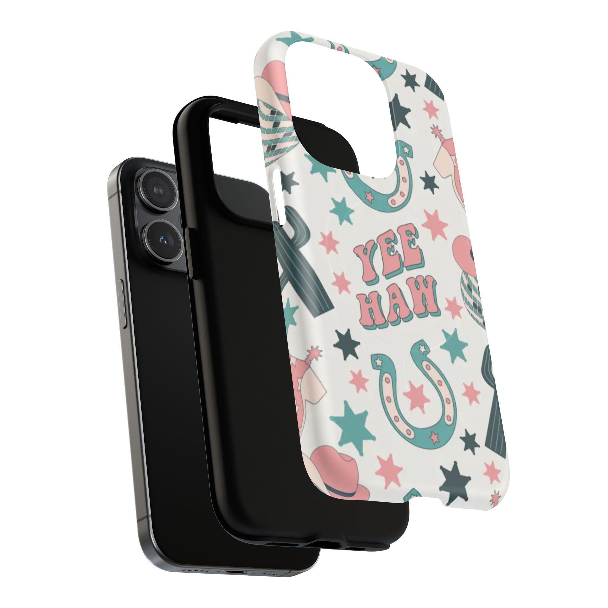 Yee Haw Pastel Western Cute Cowgirl Vibes Magnetic Impact-Resistant Phone Case for Apple iPhone Models