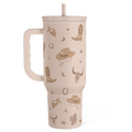 Tan Cowgirl Tumbler 40oz Stainless Steel Cup with Handle and Straw