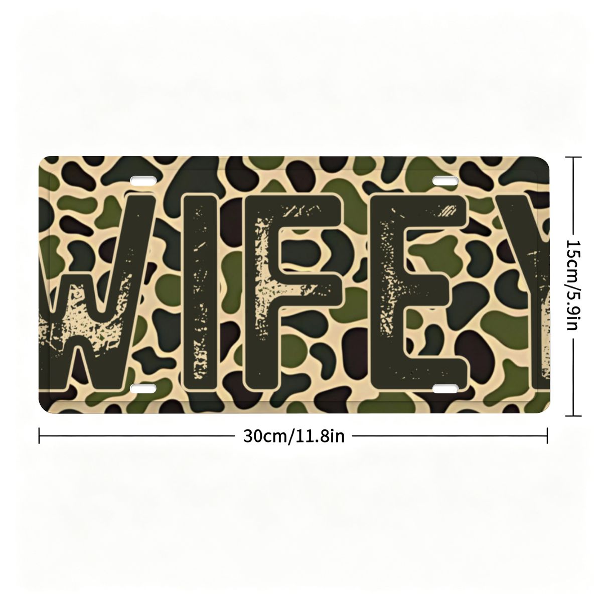Retro Hunting Vibes Old Skool Camo "WIFEY" Vehicle Decor License Plate 12" × 6"