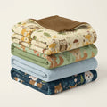 Woodland baby blankets collection stacked elegantly
